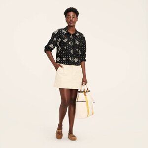 K-72 Woolrich Women's XL Bandana Print Button-Down Collared Utility Shirt -Black